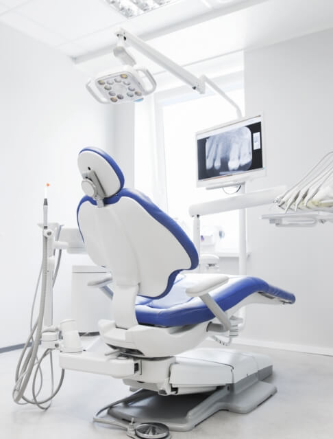 Clean white dental treatment room