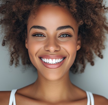 Woman pleased with her straighter smile