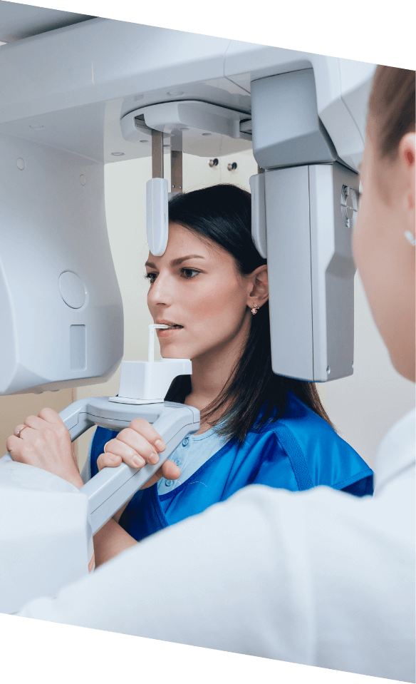 Woman getting a scan of her mouth and jaw with advanced dental technology in Castle Rock